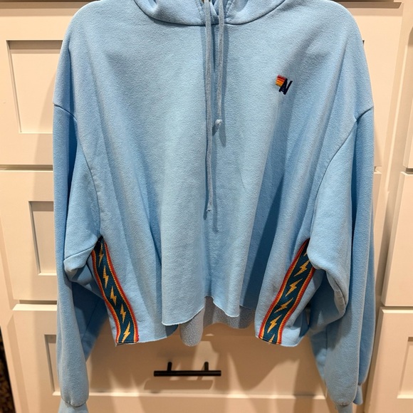 Aviator Nation Sky Blue Cropped Hoodie - Picture 6 of 6